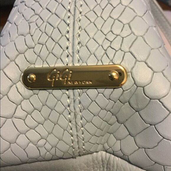 NWT Gigi New York, python embossed Soft Blue bag - Picture 4 of 7
